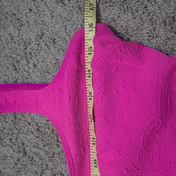 Vintage Christina Pink Floral Textured One Piece Leotard Swim Bodysuit Aerobics - Picture 5 of 11